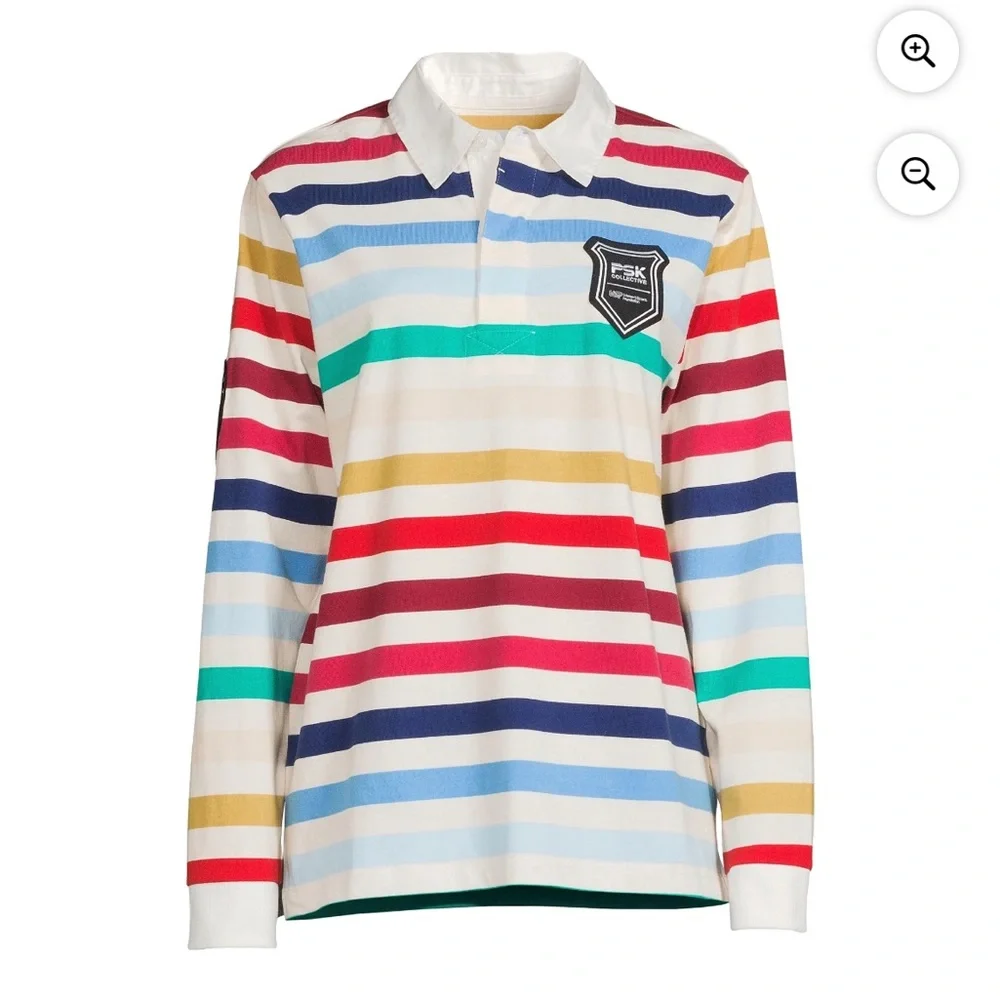 PSK Collective Rugby Equality Patch Collared Rainbow Top w/ WSF Sleeve Patch, S - Picture 3 of 14